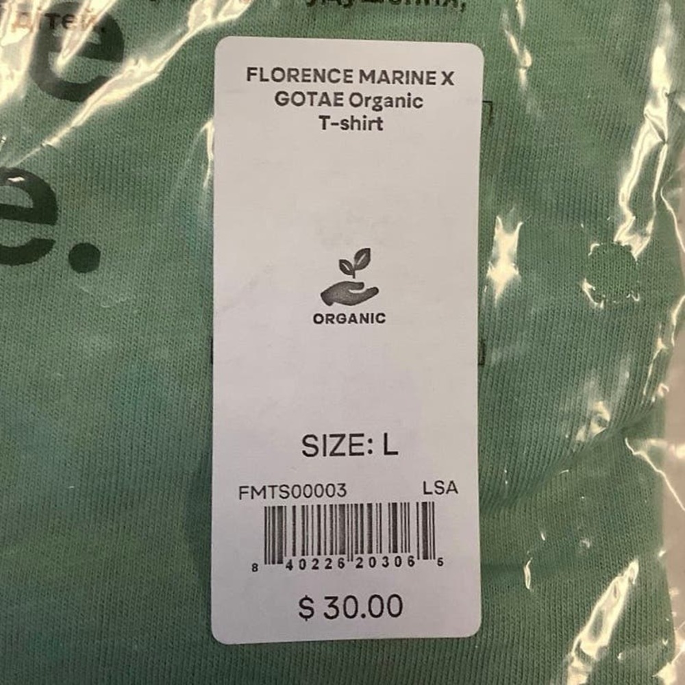 NEW! Florence Marine X Size Large GOTAE Organic T-Shirt Sage Tee $30 msrp M9-5 - Picture 10 of 10